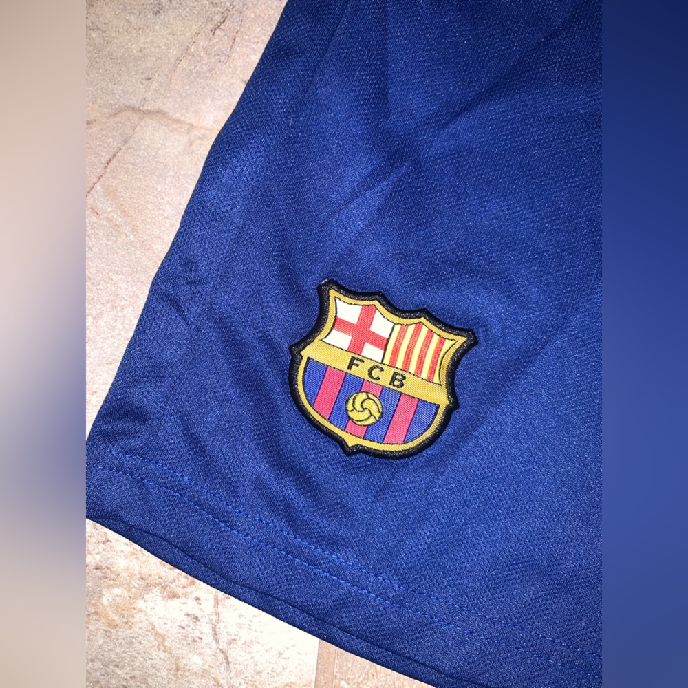 FC Barcelona Blue Shorts Elastic Waistband Inside Drawstring FCB Soccer - Men XL - Picture 3 of 9